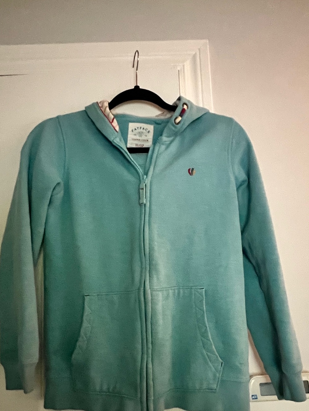 Fat Face Girls Aqua Blue with Flamingos Hooded Zip-Up